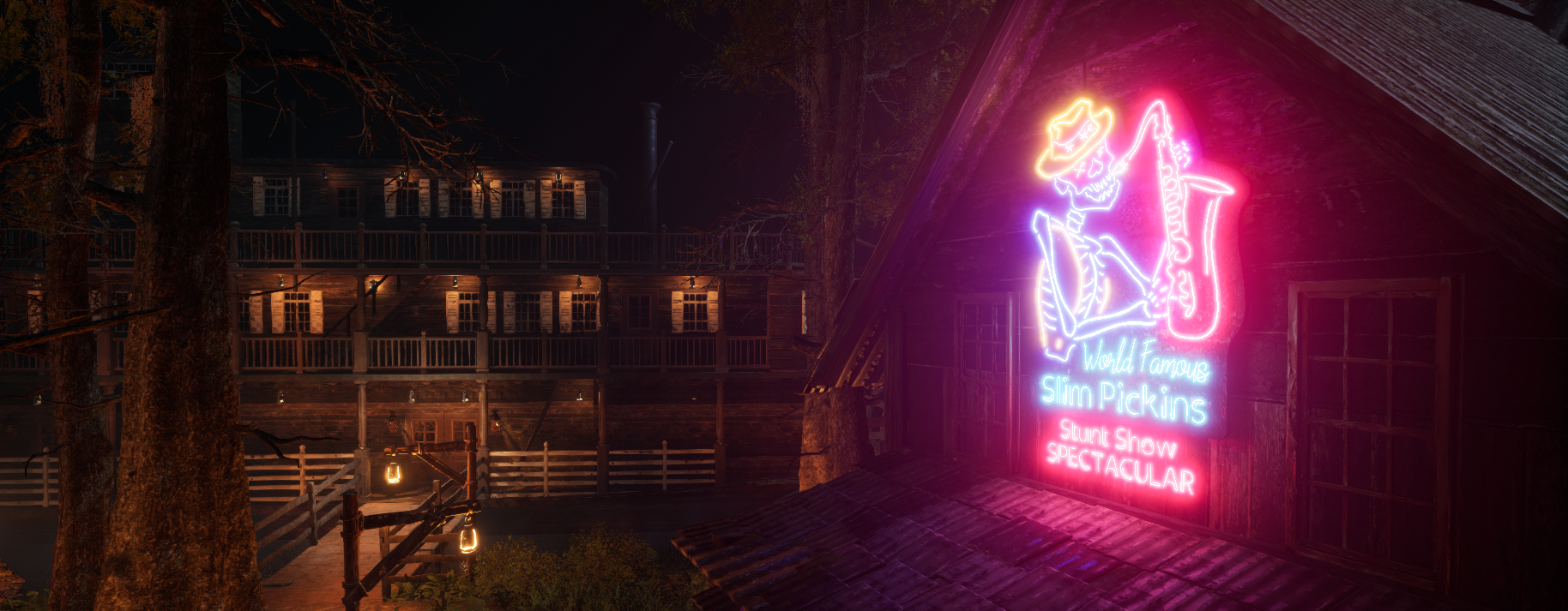Concept view of the village core at dusk