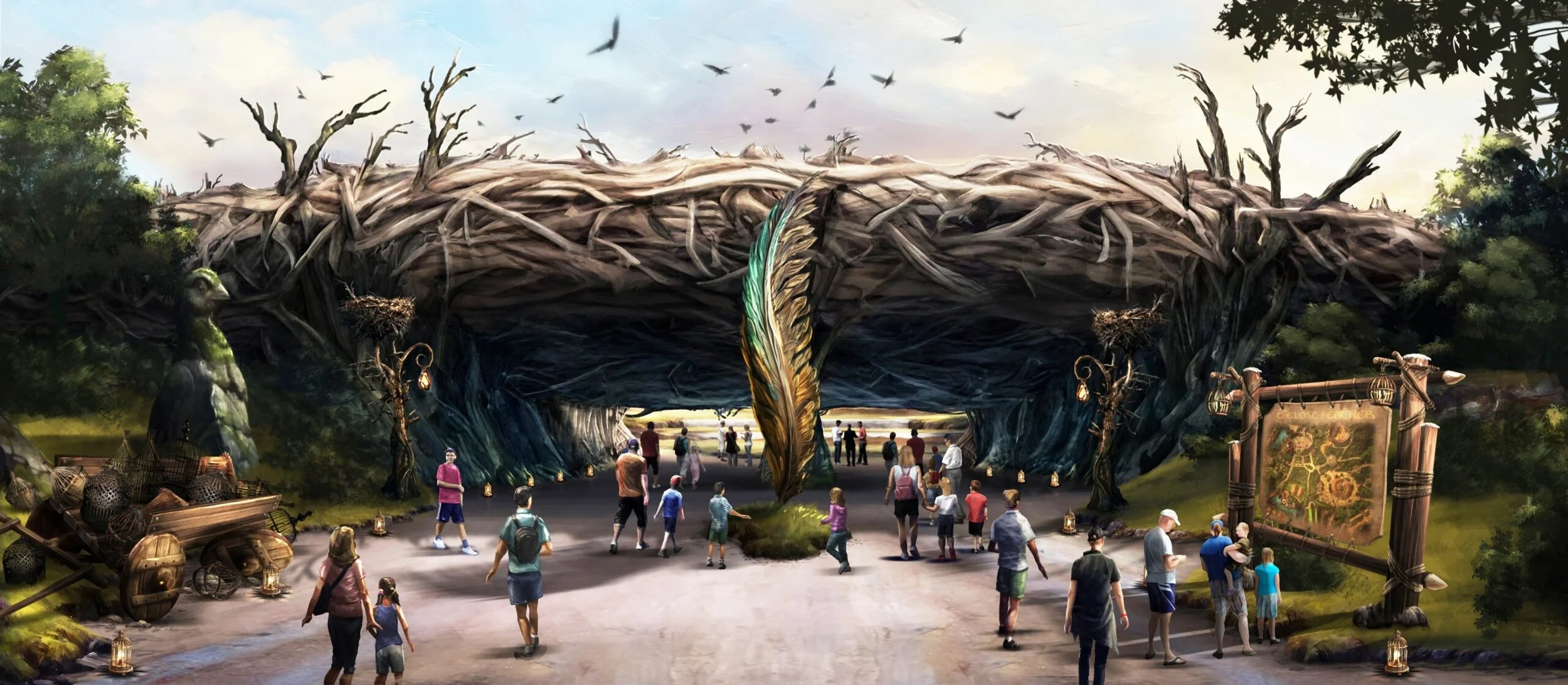 Artist impression: The Lost Feather flight show arena
