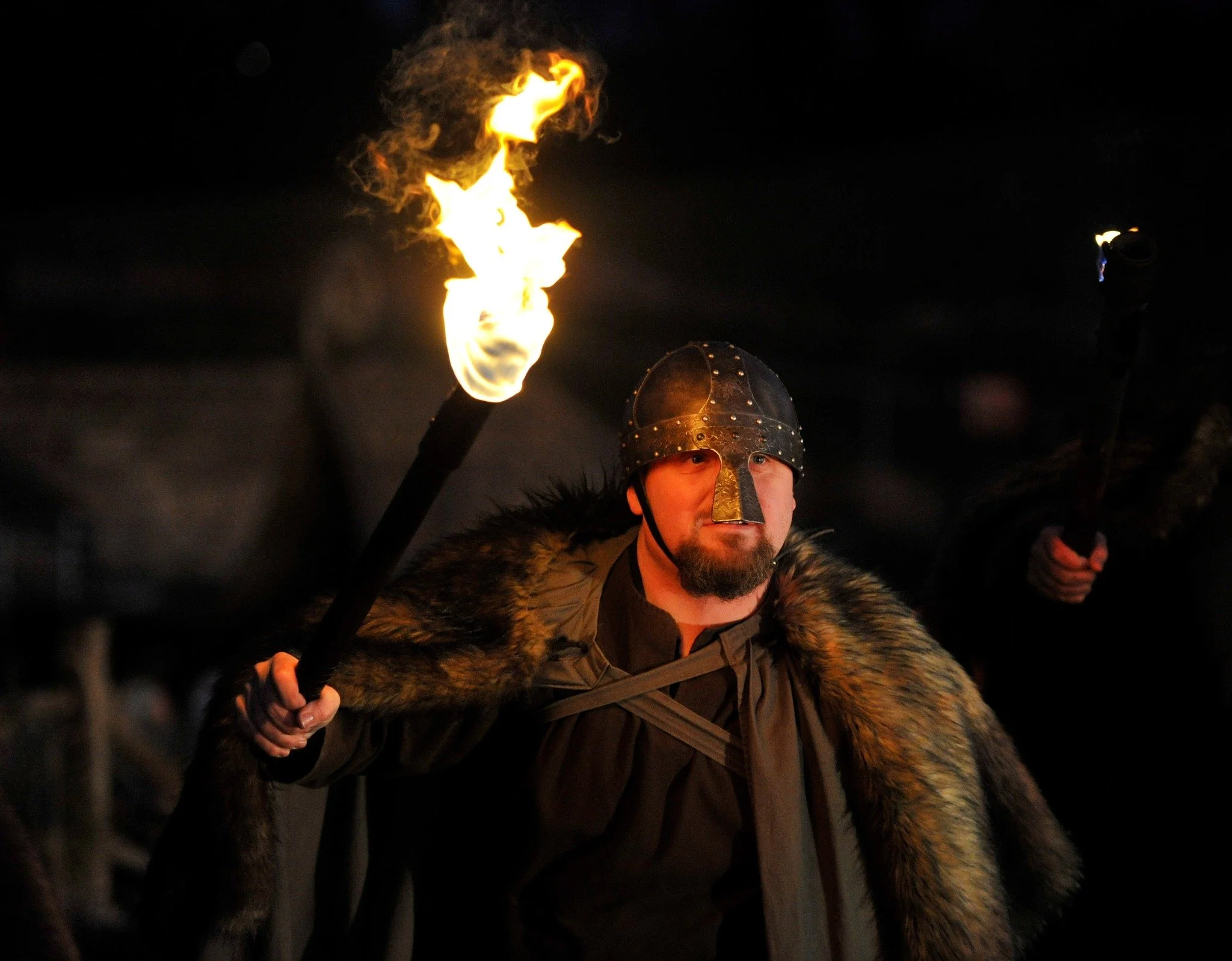 A Viking performer at the Kynren night show