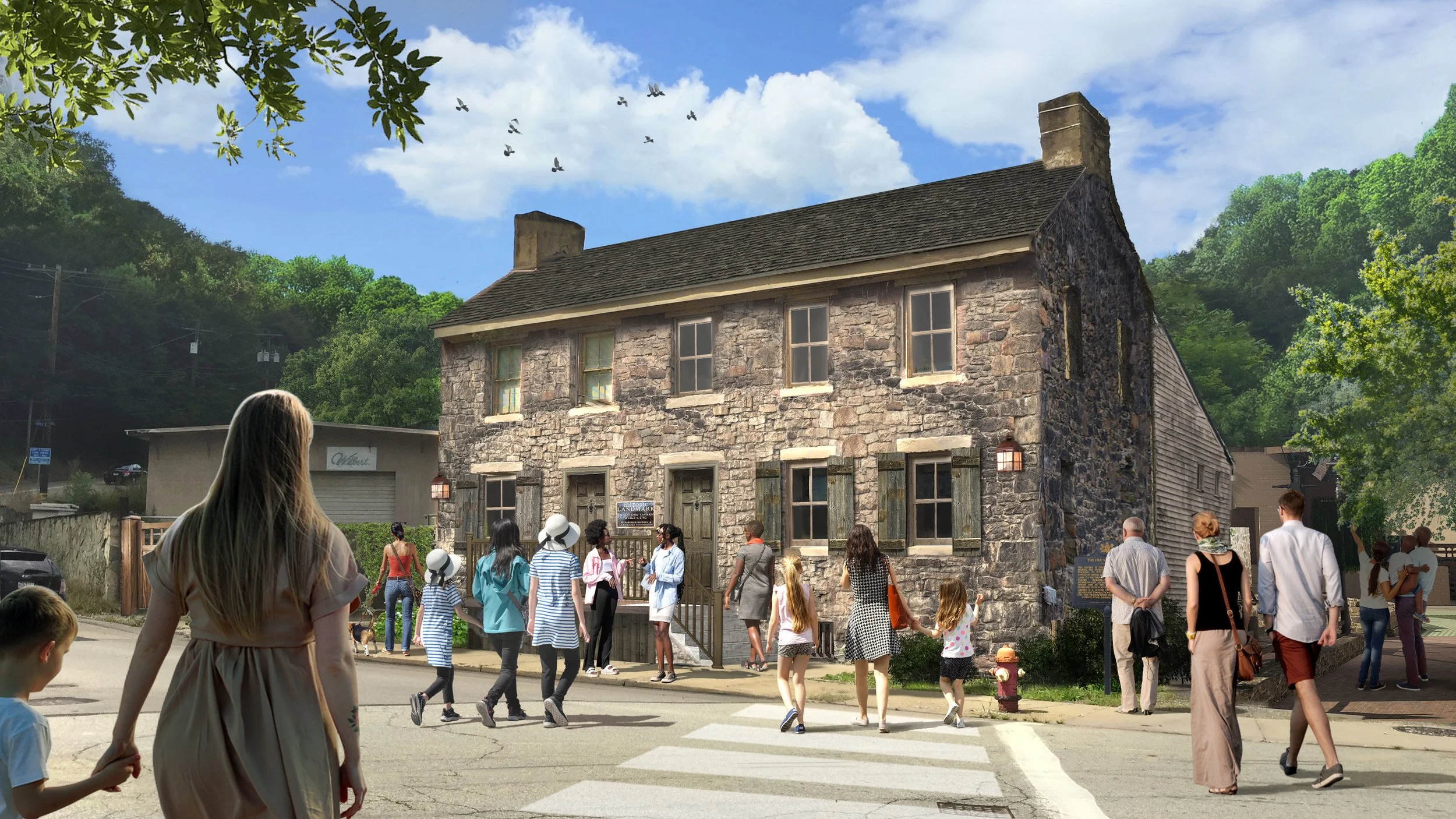 The restored tavern by day